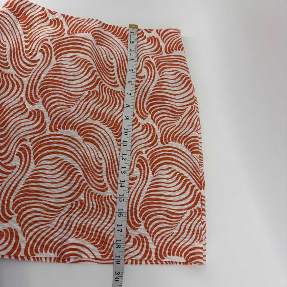 Ann Taylor Womens 2 Orange White Pencil Skirt Abstract Wave Cotton Blend Zip - Picture 6 of 6